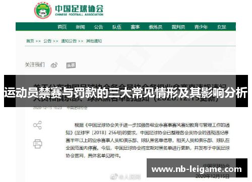 运动员禁赛与罚款的三大常见情形及其影响分析